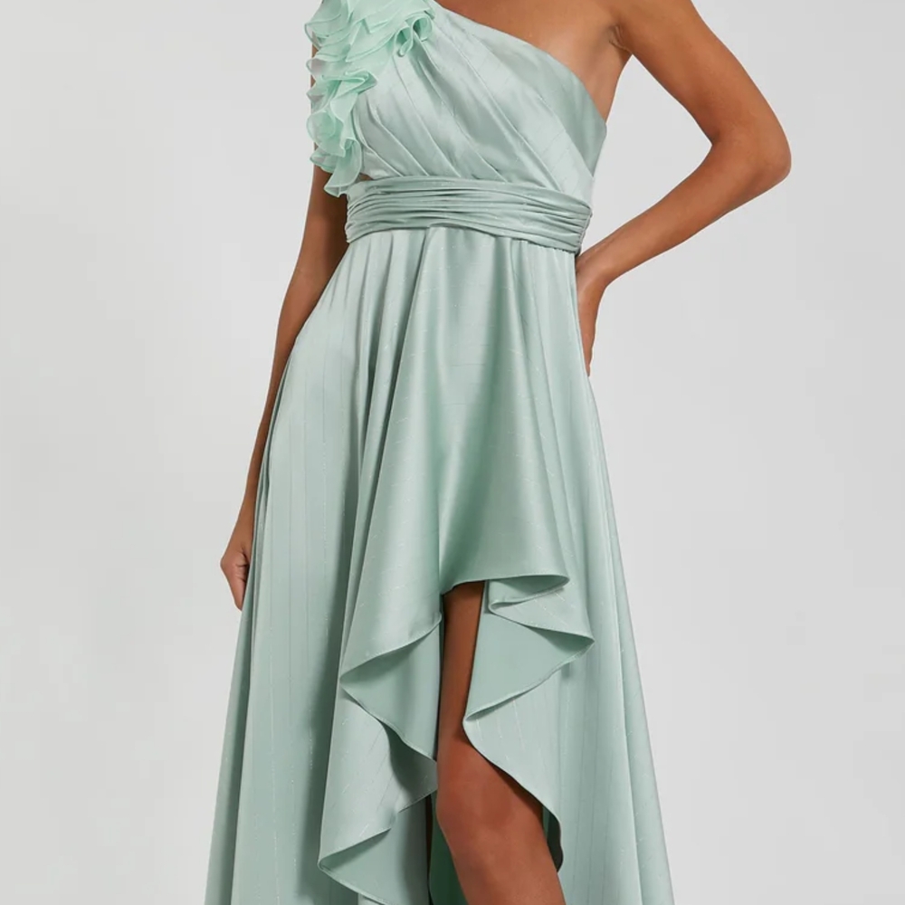 Mac Duggal Mint Green One-Shoulder Prom Dress
